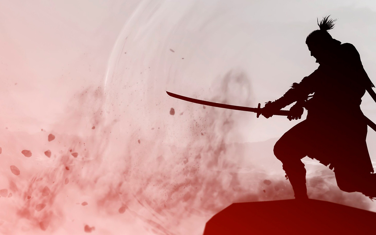 Silueta de samurái con katana como metáfora del espíritu OSU